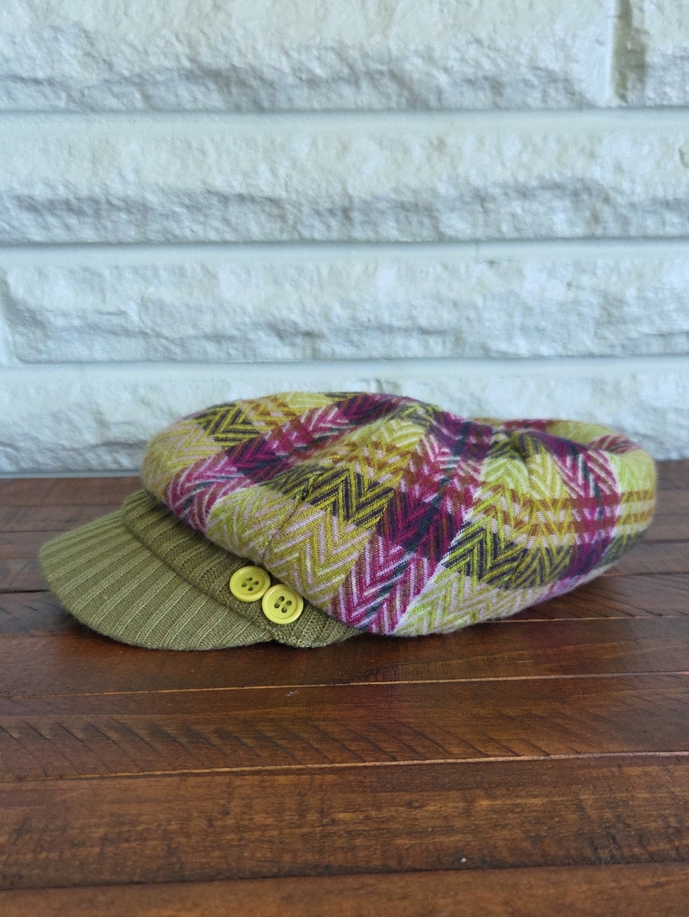 Y2k Style Plaid Multicolor Newsboy Cap Green And Purple